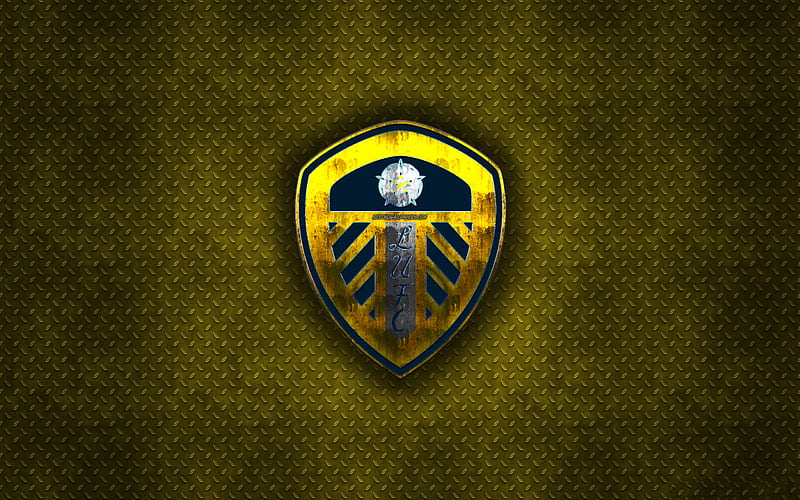 Leeds United FC, English football club, yellow metal texture, metal logo, emblem, Leeds, England, EFL Championship, creative art, football, HD wallpaper