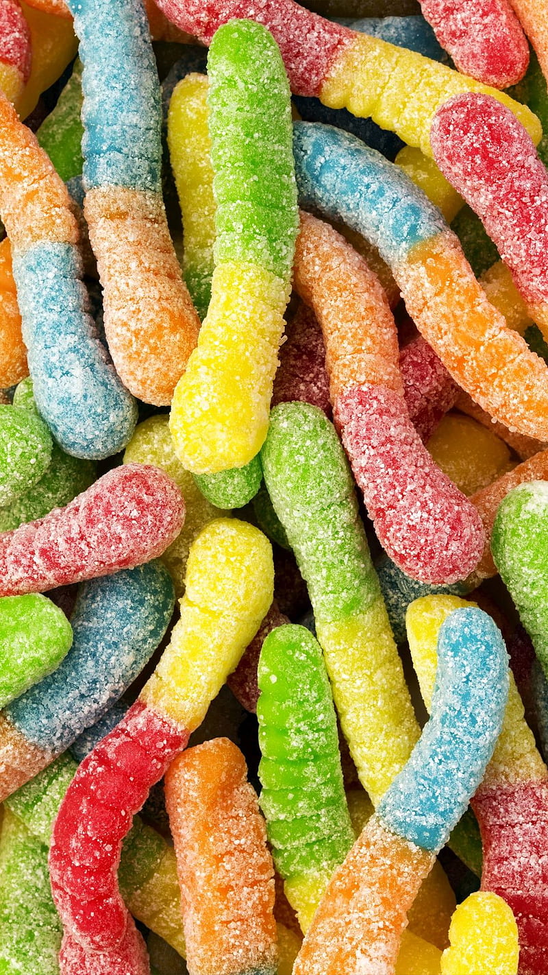 Gummy Worms, fruity, juicy, wiggly, chewy, indulgent, delicious, snack, candy, sweet, HD phone wallpaper