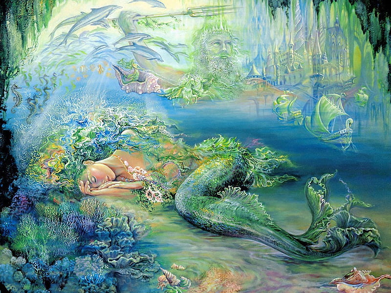 Sleeping Mermaid, Ocean, Art, Fantasy, Mermaid, HD wallpaper