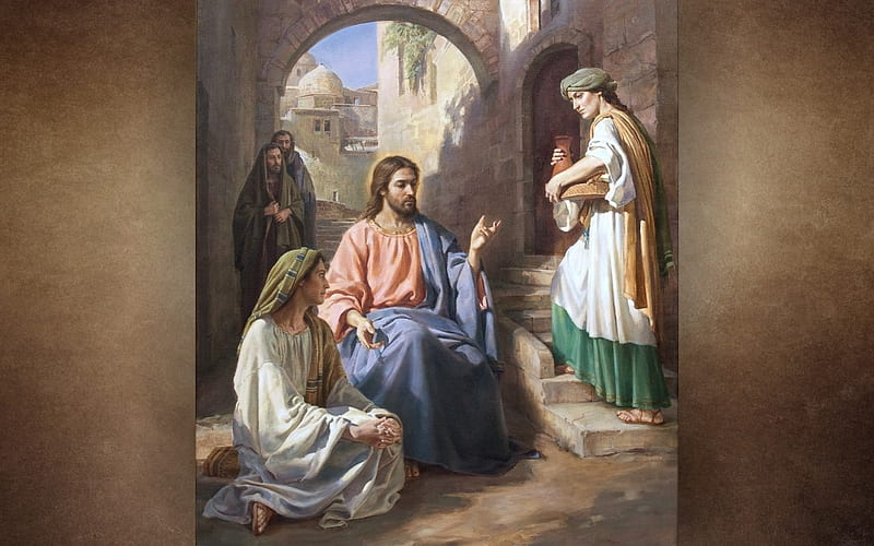 Jesus by Martha and Mary, Bethany, Mary, Martha, Jesus, Christ, HD wallpaper