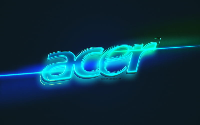 Acer logo, light art, Acer emblem, blue light line background, Acer neon logo, creative art, Acer, HD wallpaper