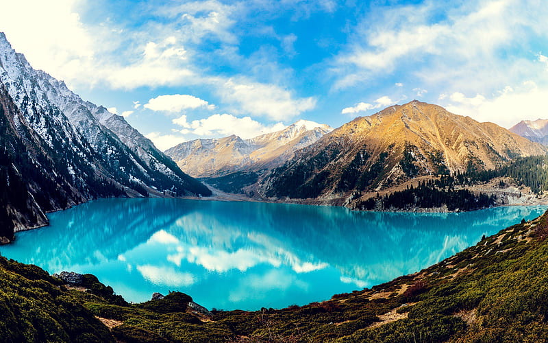 Big Almaty Lake, mountains, Almaty, Kazakhstan, HD wallpaper