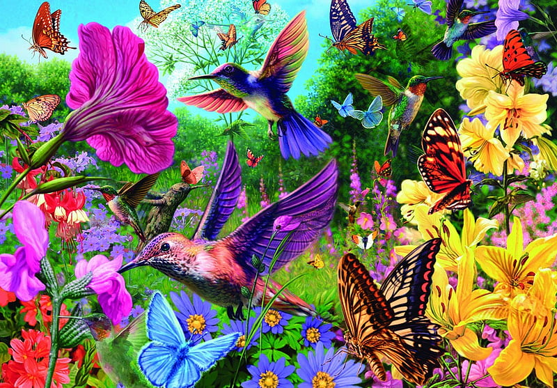 Colibríes, vistoso, arte, yello, luminos, pasare, colibrí, mariposa, verde,  pájaro, Fondo de pantalla HD | Peakpx