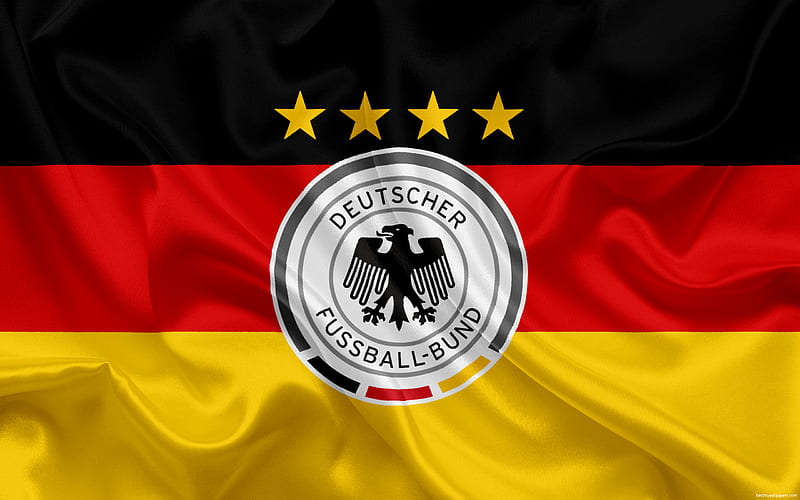 Germany national football team, emblem, logo, football federation, flag, Europe, German flag, football, World Cup, HD wallpaper