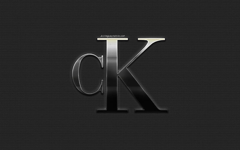 Calvin Klein, logo, blue background, white chalk logo, emblem, retro ...
