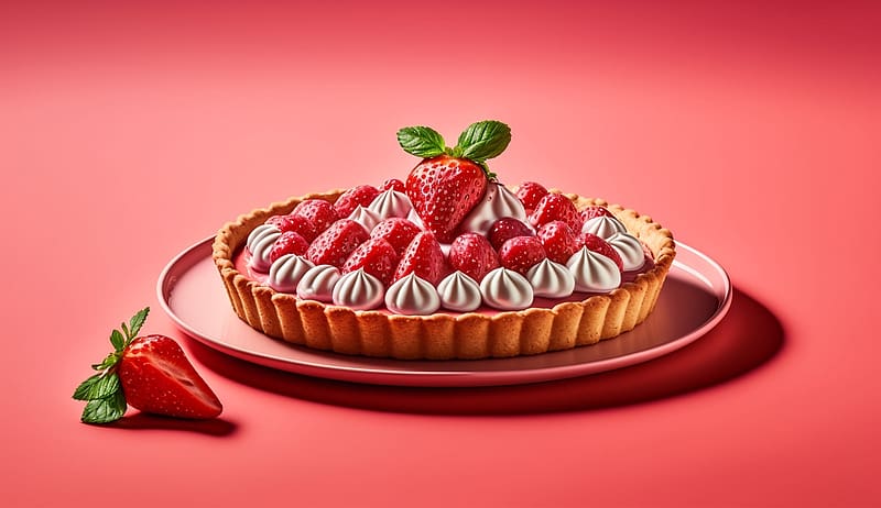 :), neuroset, strawberry, red, fruit, tarte, cake, pie, sweet, dessert, food, HD wallpaper