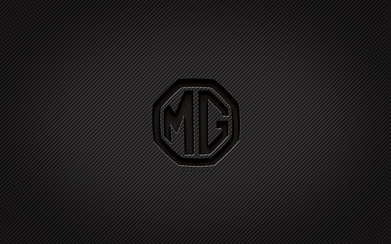 MG carbon logo, , grunge art, carbon background, creative, MG black logo, cars brands, MG logo, MG, HD wallpaper
