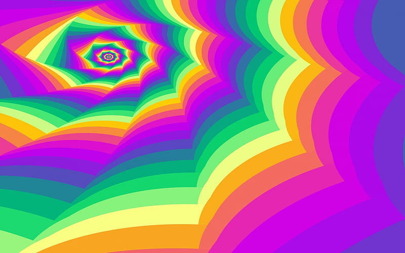 Psychedelic Swirl Colors, orange, colors, yellow, abstract, psicodelia, green, purple, pink, blue, HD wallpaper