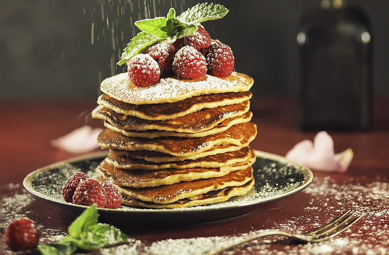 Food, Pancake, Breakfast, Raspberry, Still Life, HD wallpaper