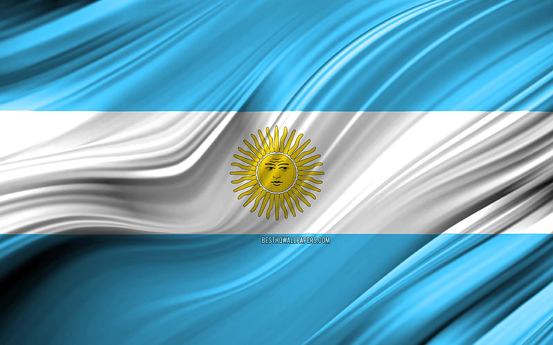 Argentinian flag, South American countries, 3D waves, Flag of Argentina, national symbols, Argentina 3D flag, art, South America, Argentina, HD wallpaper