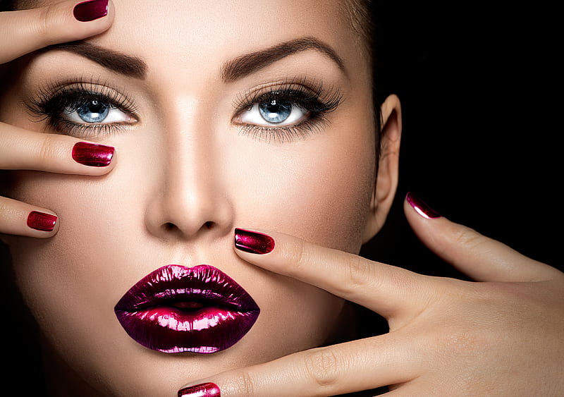 Women, Face, Lipstick, Nails, Woman, HD wallpaper