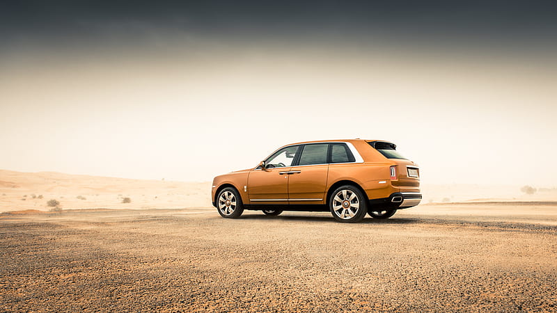 Rolls Royce, Rolls-Royce Cullinan, Car, Desert, Luxury Car, Orange Car, Rolls-Royce, SUV, HD wallpaper