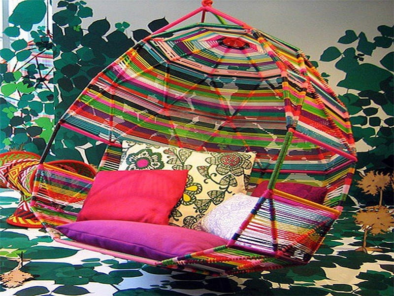 Rainbow Glider, rest, colorful, rock, rainbow, furniture, sit, swing, glide, outdoor, HD wallpaper