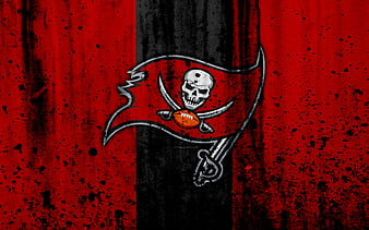 Tampa Bay Buccaneers, grunge, NFL, american football, NFC, logo, USA, art, stone texture, South Division, HD wallpaper