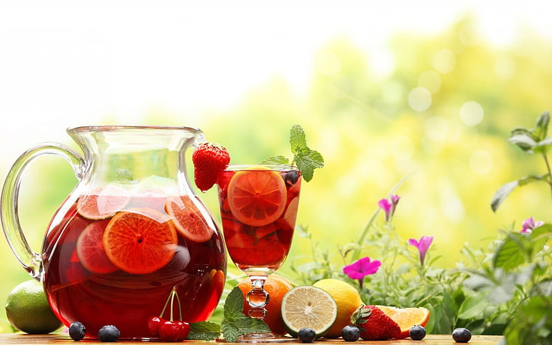Summer Tea, delicious, juice, food, fruits, summer, tea, lemon, HD wallpaper