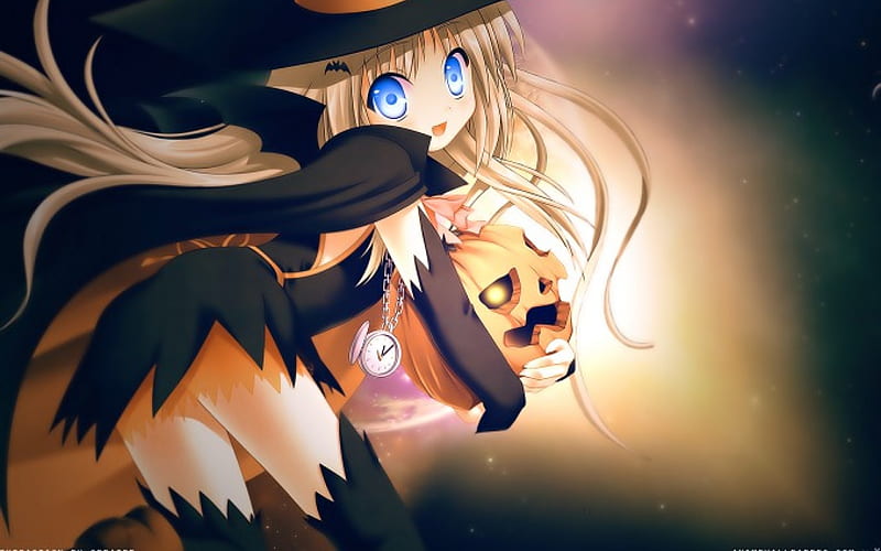 Download Cute Halloween Chibi Anime Girl Wallpaper | Wallpapers.com