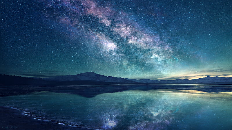 Amazing Milky Way at Lakside, HD wallpaper