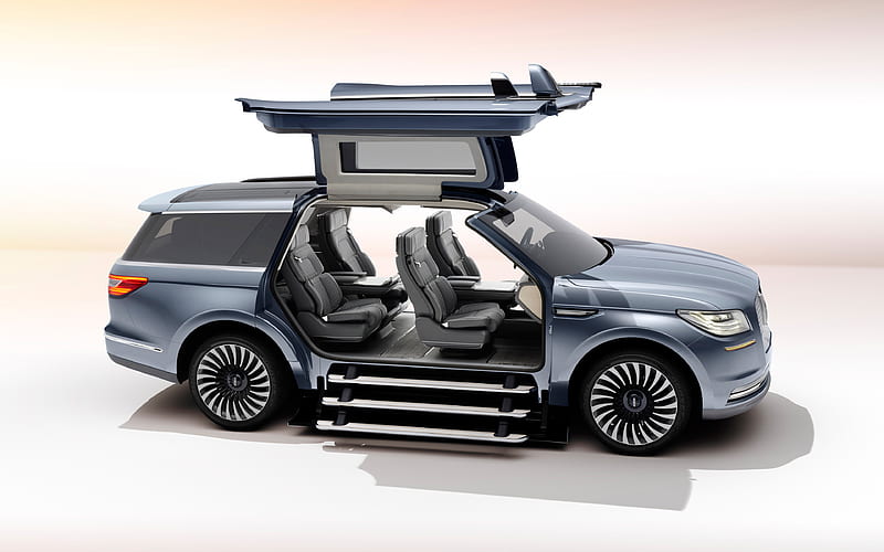 Lincoln Navigator, 2018 a new luxury SUV, light blue Navigator, American cars, door wings of seagulls, Lincoln, HD wallpaper