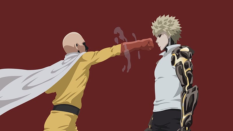 Genos and Saitama, anime, baldy capy, demon cyborg, ginzou, hoodie