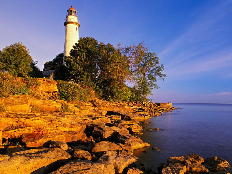 Untitled , port austin, michigan, point aux barques lighthouse, HD wallpaper