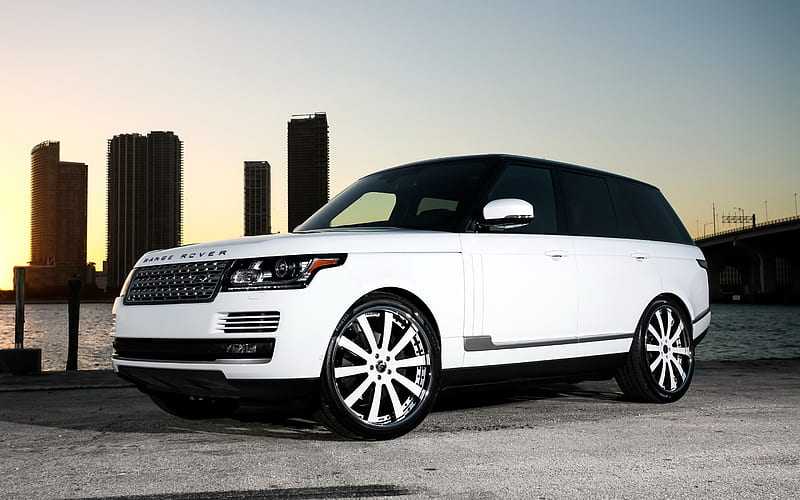 Range Rover Vogue, Land Rover, Forgiato wheels, tuning, luxury SUV, low profile tires, white Vogue, HD wallpaper