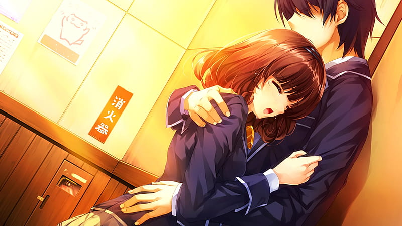 Download Anime Hug In Window Wallpaper  Wallpaperscom