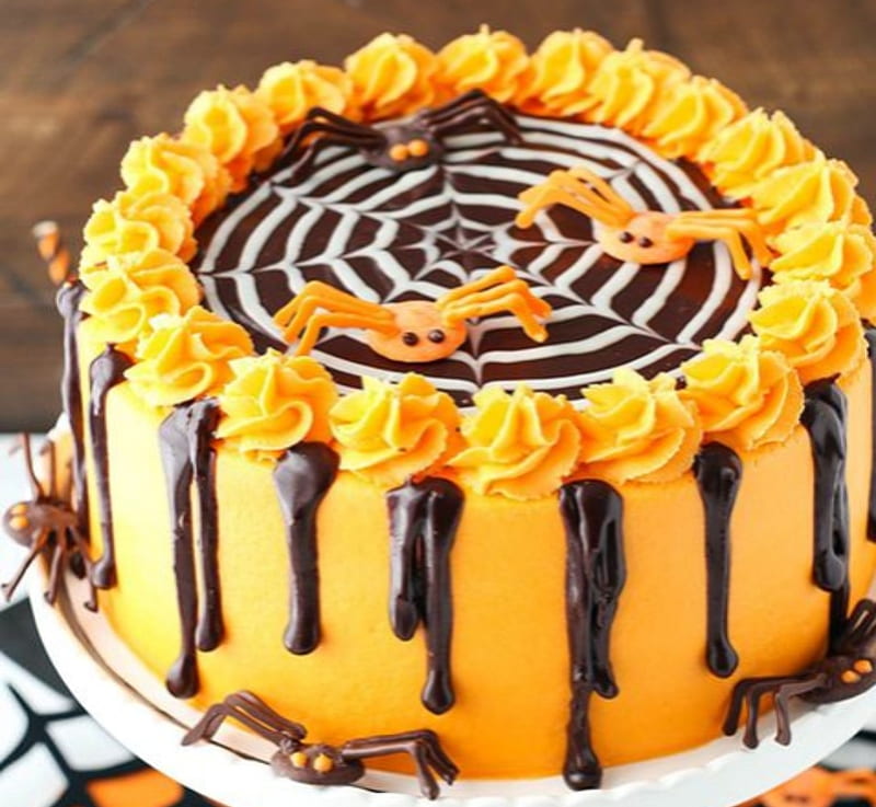Halloween Spider Yellow and brown cake, Yellow, Brown, Spiders, Halloween, Cake, HD wallpaper