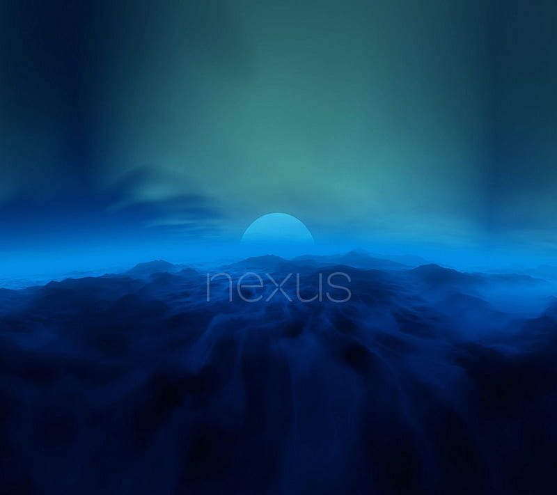 Nexus, blue, moon, HD wallpaper