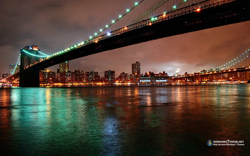 Vista da cidade, predios, ponte, water, beleza, luzes, noite, ceu, rio, HD wallpaper