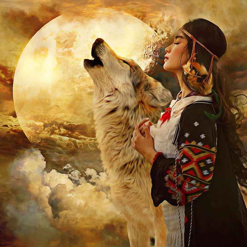 Wolf Woman Native American, Native Indian Wolf, HD phone wallpaper