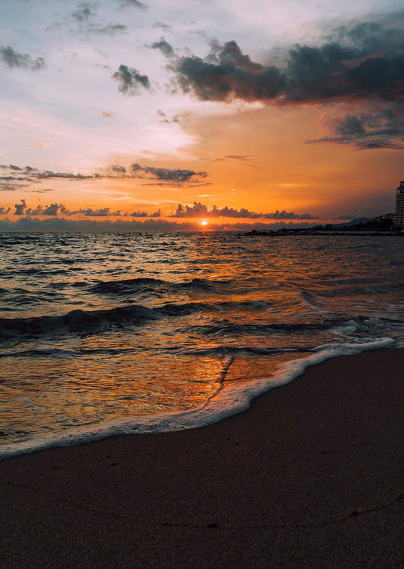 Sun rise beach, afternoon, evening, landscape, sea, sunrise, water, HD phone wallpaper