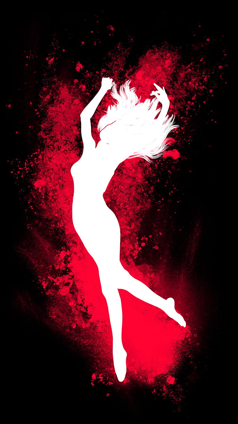 color explosion red, abstract, splash, woman, black, blood, body, brush, dance, figure, girl, HD phone wallpaper
