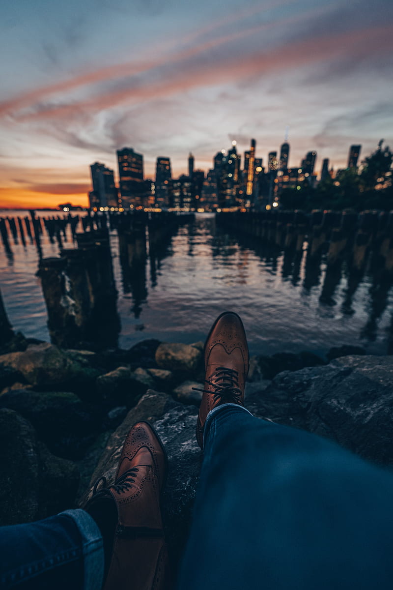 legs, boots, style, city, sunset, HD phone wallpaper