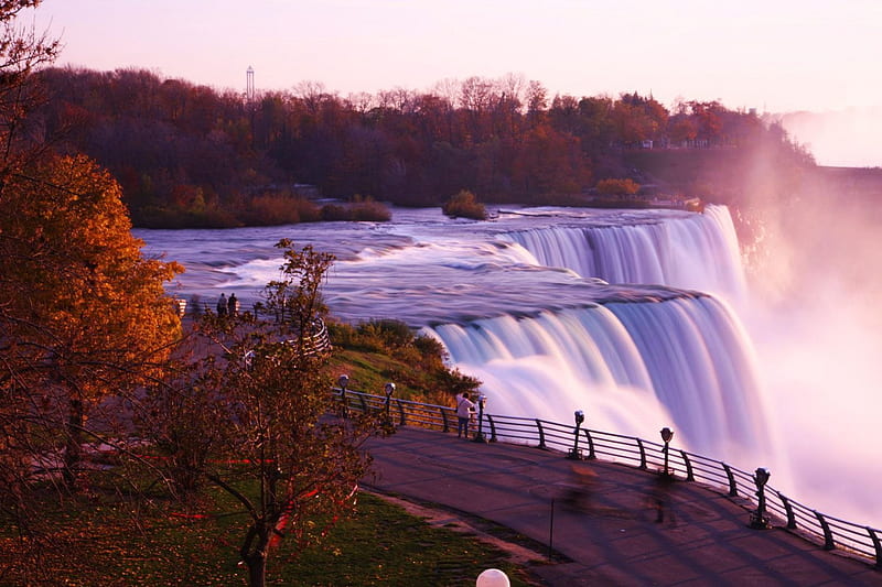 Niagara, autumn, water, path, river, evening, falls, HD wallpaper