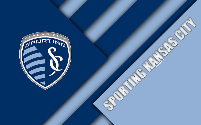 Sporting Kansas City, material design logo, blue abstraction, MLS, football, Kansas City, Kansas, USA, Major League Soccer, HD wallpaper