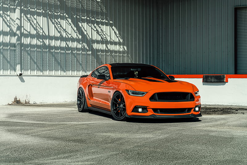  Velgen Wheels Orange Ford Mustang, ford-mustang, ford, carros, muscle-cars, -cars, Fondo de pantalla HD
