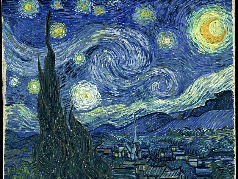 Starry Nightvan Gogh, art, paint, van gogh, HD wallpaper