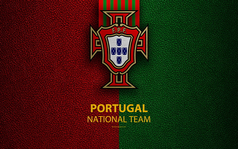 Portugal national football team leather texture, coat of arms, emblem, logo, football, Portugal, HD wallpaper