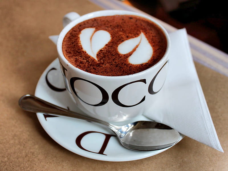 Hot heart, coffee, macro, tasty, cappuccino, cup, drink, morning, HD wallpaper