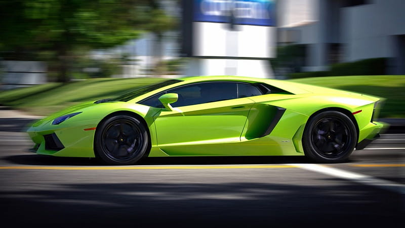 Lamborghini aventador en movimiento, velocidad, verde, calle, coche, Fondo  de pantalla HD | Peakpx