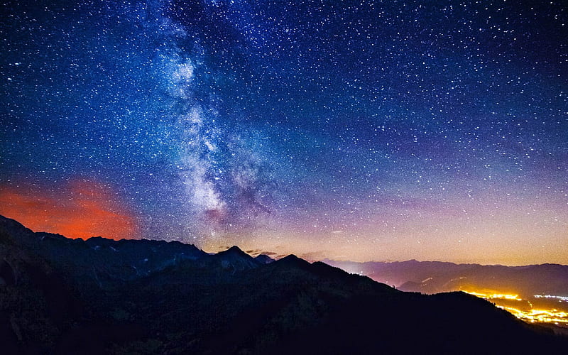 milky way mountains-nature, HD wallpaper