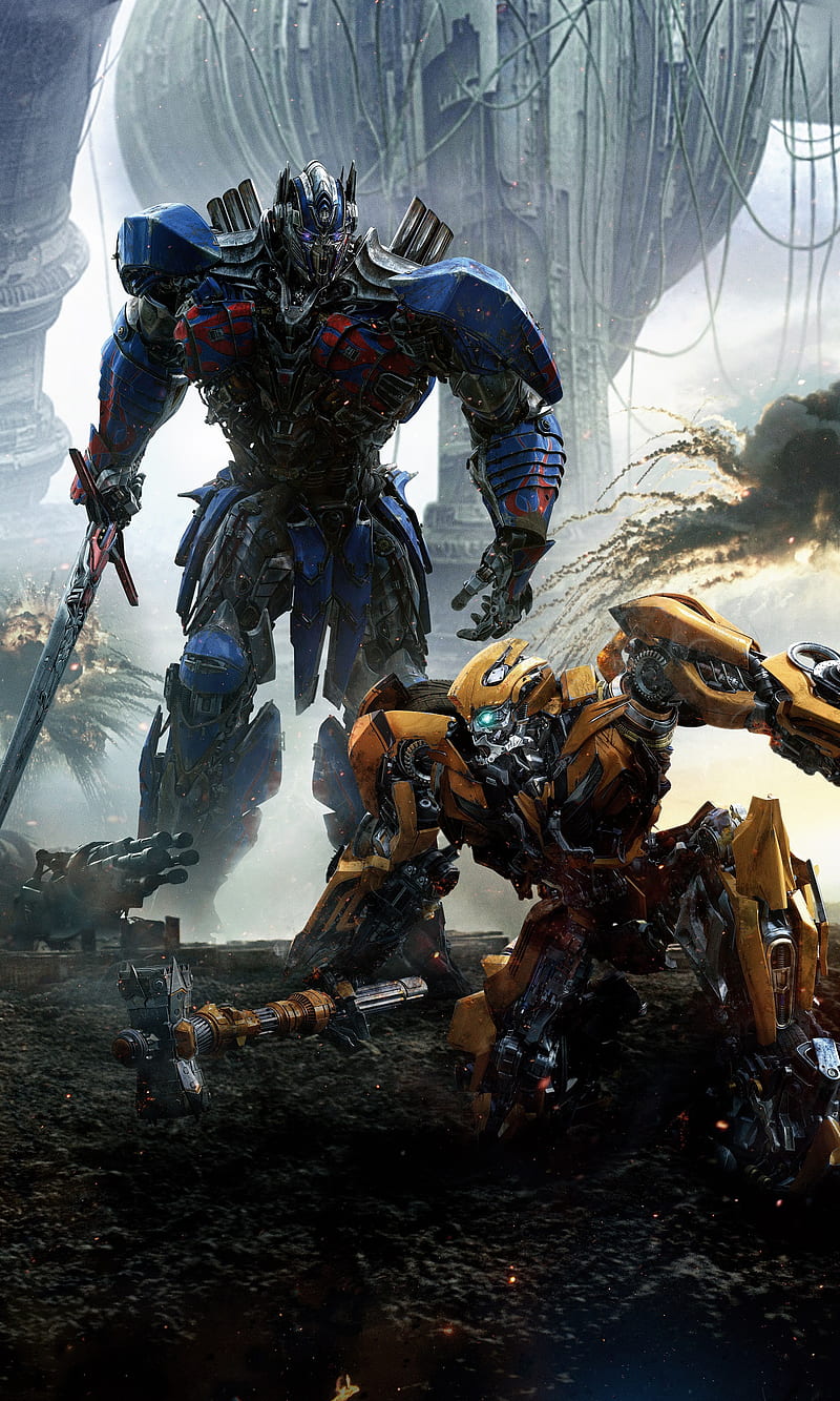 Transformers 5, bumblebee, movie, optimus prime, poster, transformers, transformers last knight, HD phone wallpaper