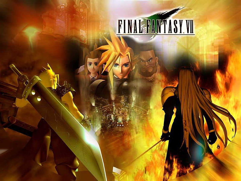 Final Fantasy VII, barret, ff7, cloud, aerith, sephiroth, HD wallpaper