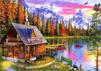 HD fishing cabin wallpapers