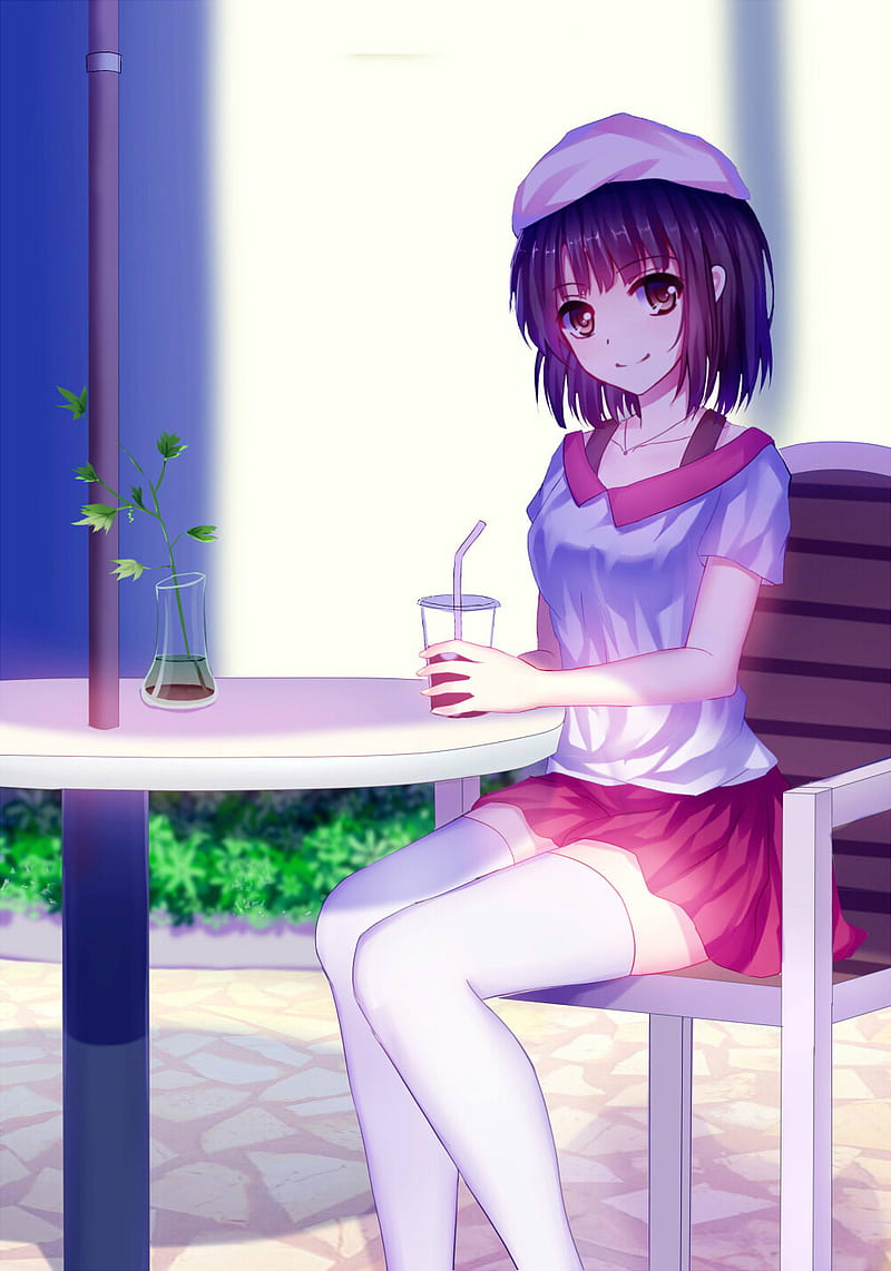 anime, anime girls, sitting, miniskirt, purple hair, chair, Saenai Heroine no Sodatekata, Katou Megumi, HD phone wallpaper