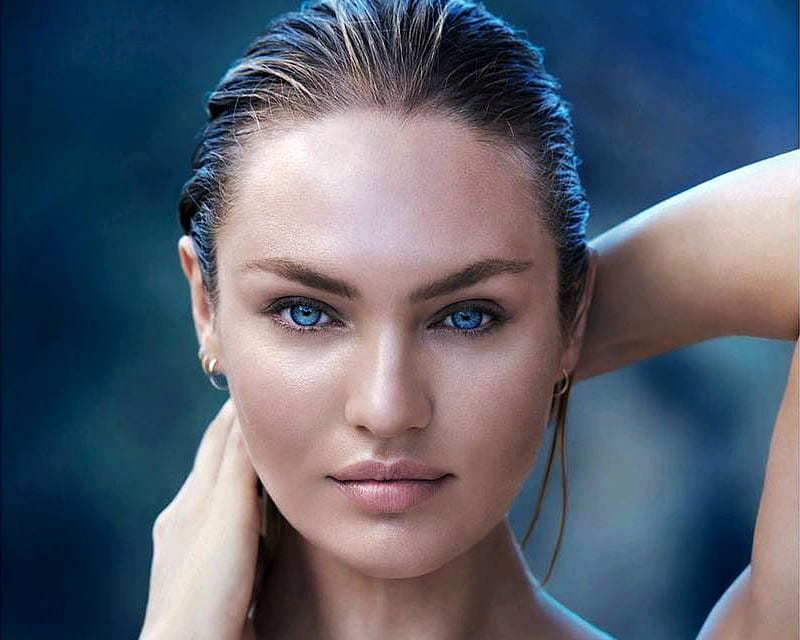 Candice Swanepoel, girl, model, face, woman, blue, HD wallpaper