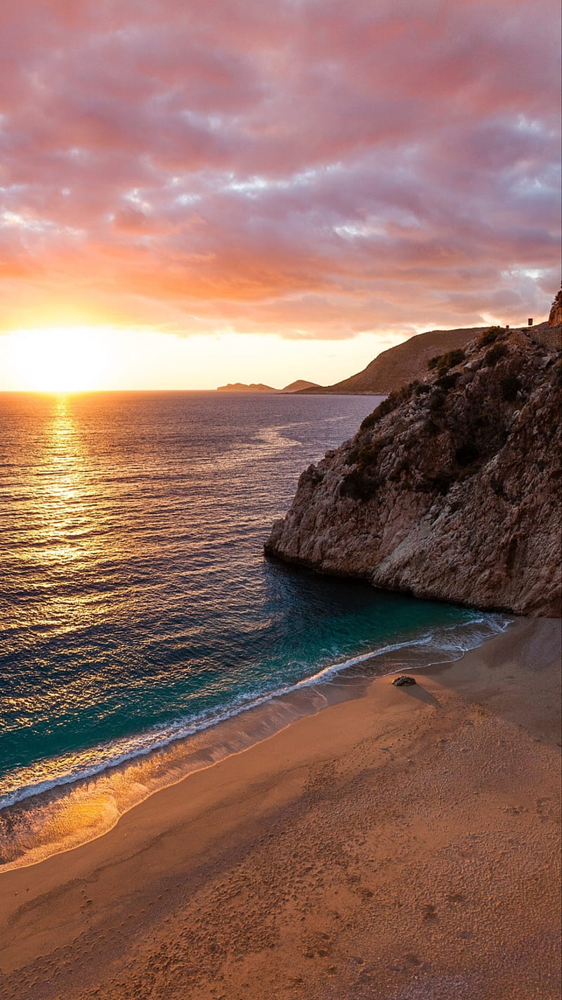 Sunset, beach, landscape, mare, HD phone wallpaper