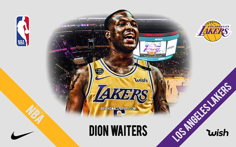 Dion Waiters, Los Angeles Lakers, American Basketball Player, NBA, portrait, USA, basketball, Staples Center, Los Angeles Lakers logo, HD wallpaper
