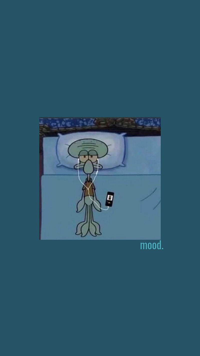 Sad Squidward, aesthetic, sad aesthetic, spongebob, HD phone wallpaper