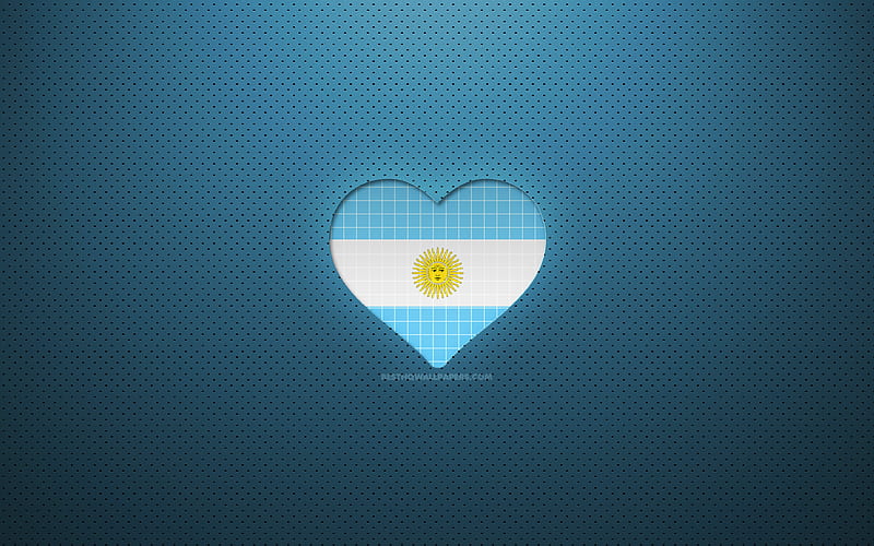 I Love Argentina South American countries, blue dotted background, Argentinian flag heart, Argentina, favorite countries, Love Argentina, Argentinian flag, HD wallpaper